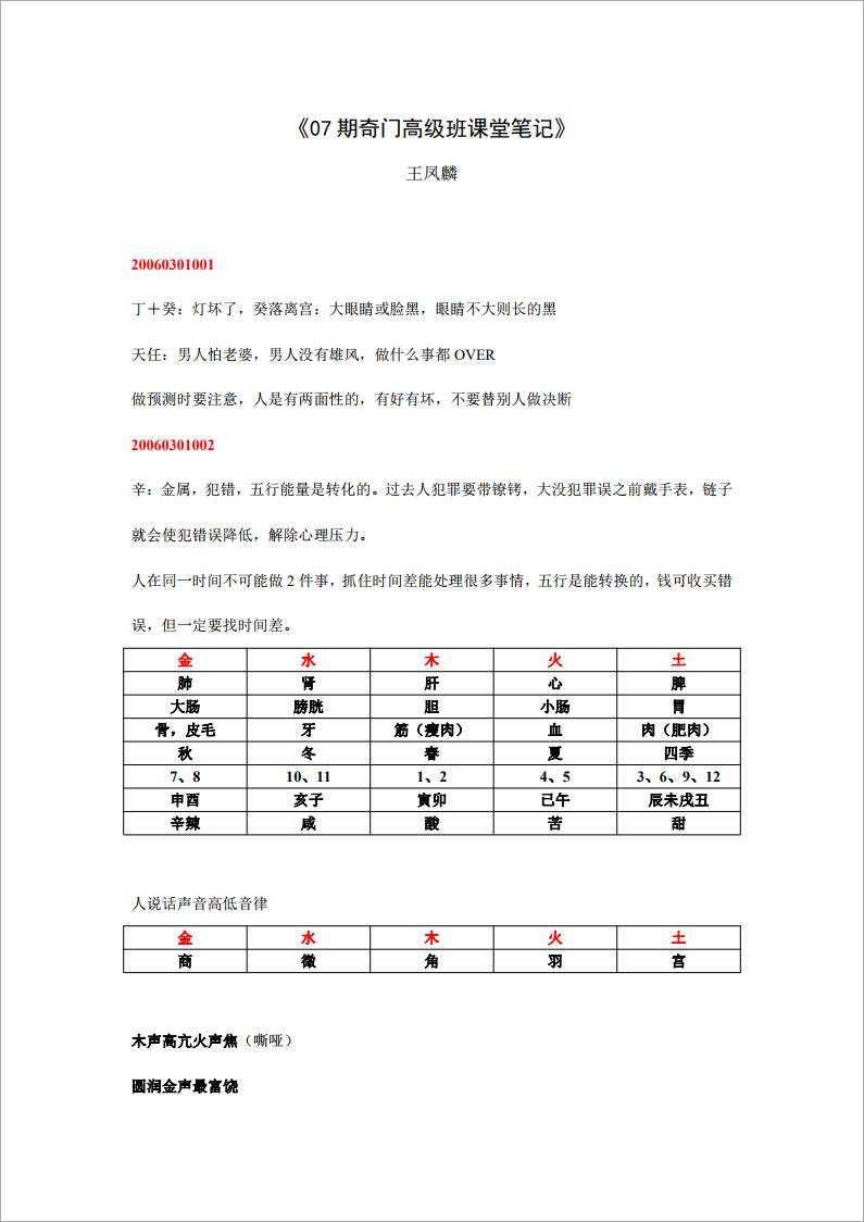《07期奇门高级班课堂笔记》王凤麟  .pdf