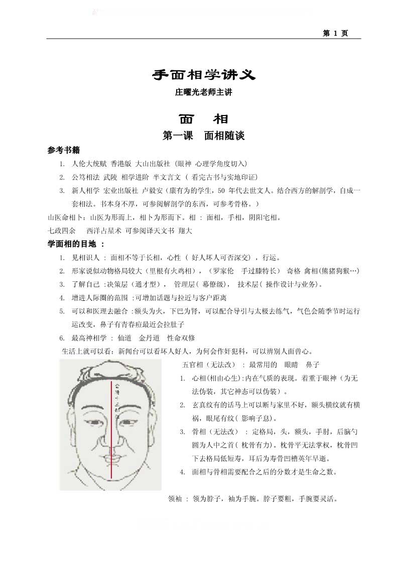 庄曜光老师主讲 手面相学讲义68页.pdf
